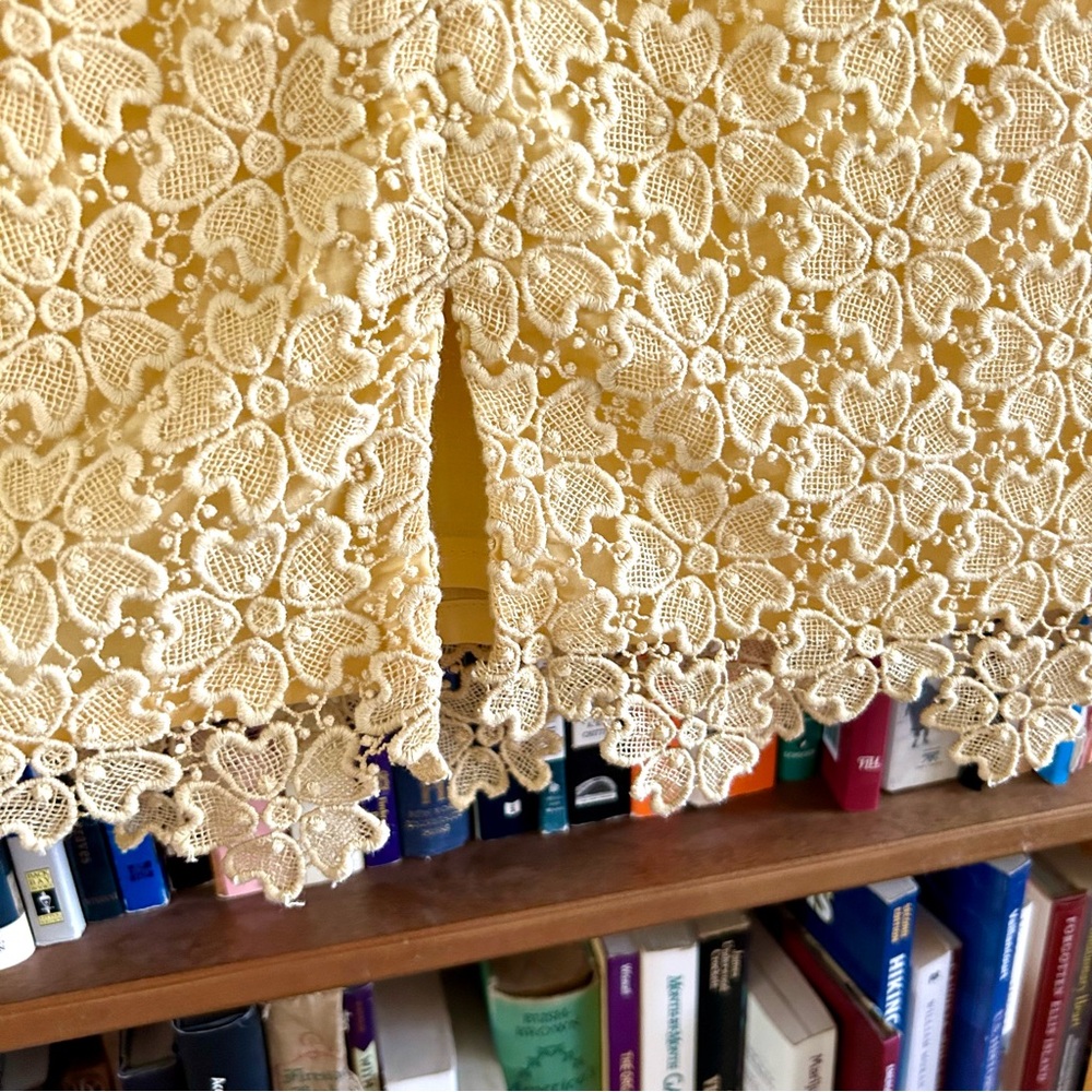 Anthropologie Elevenses Allamanda Buttercream Yellow Lace Pencil Skirt, size 10 - Picture 7 of 8